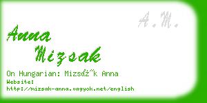 anna mizsak business card